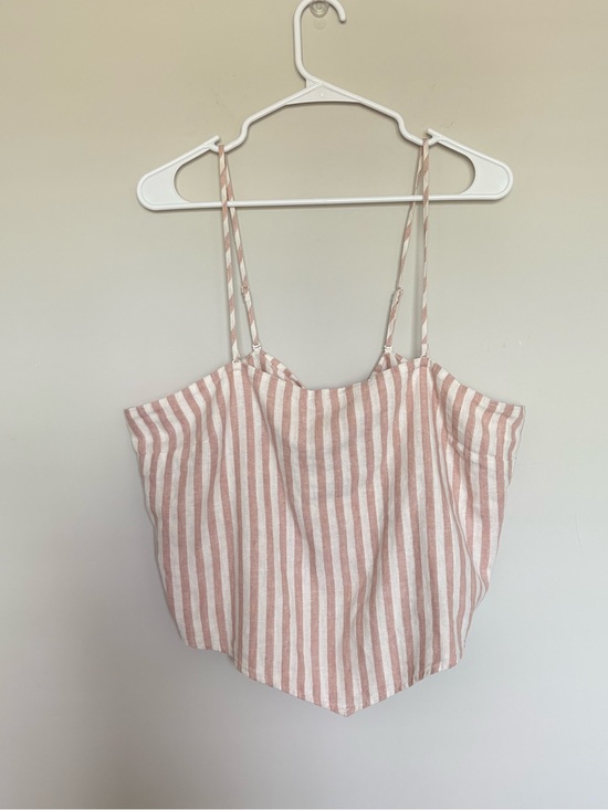 a new day Tops - A New Day Pink White Stripe Tie Back Handkerchief Tank Top Size XL Cami